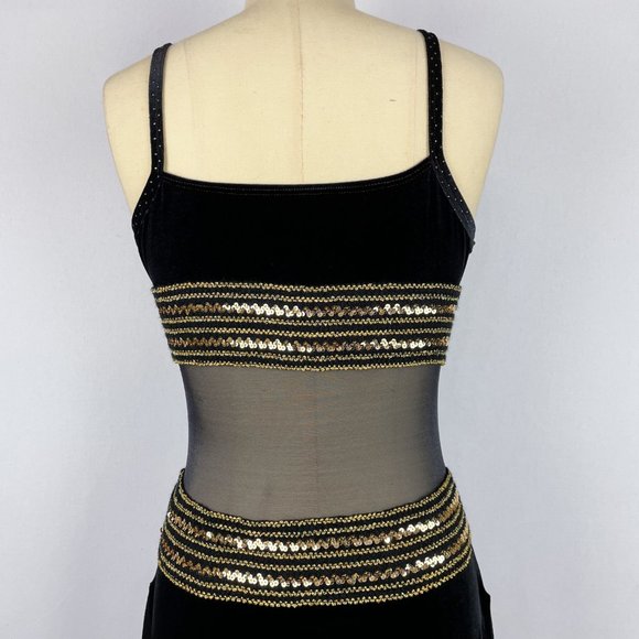 Black & Gold Sequin Mini Dress Dance Costume | LA - Picture 7 of 11